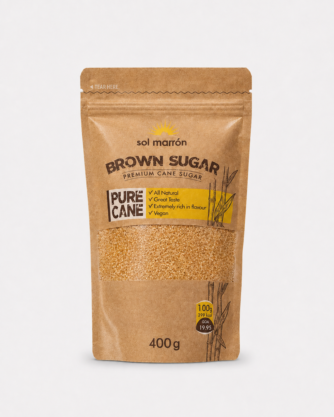 Кафява тръстикова захар 400g - Royal Pack